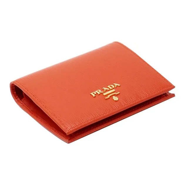 PRADA Cow Leather Wallets Clutches Women's Orange-1