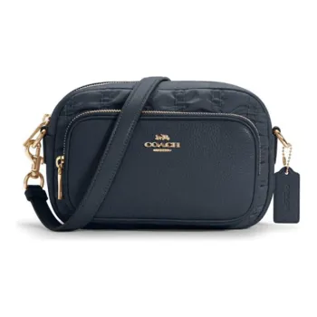 COACH Court Fabric With Leather Shoulder Bag Crossbody Bag Small Size Women's Midnight Blue