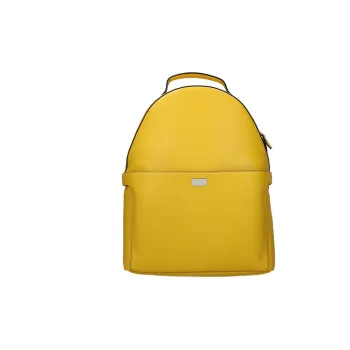 FENDI Leather With Fabric Backpack Unisex Yellow