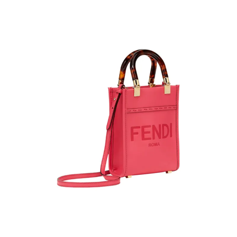 FENDI Sunshine Leather Sunlight Bag Tote Bag Shopping Bag Shoulder Crossbody Handbag Mini Women's Fuchsia-2