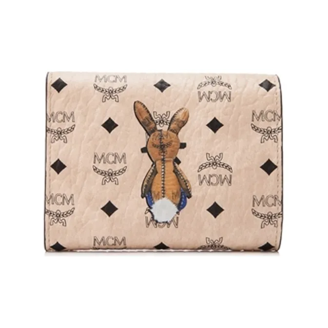 MCM Leather Coin Purse Wallet Medium Size Women's Gold-2