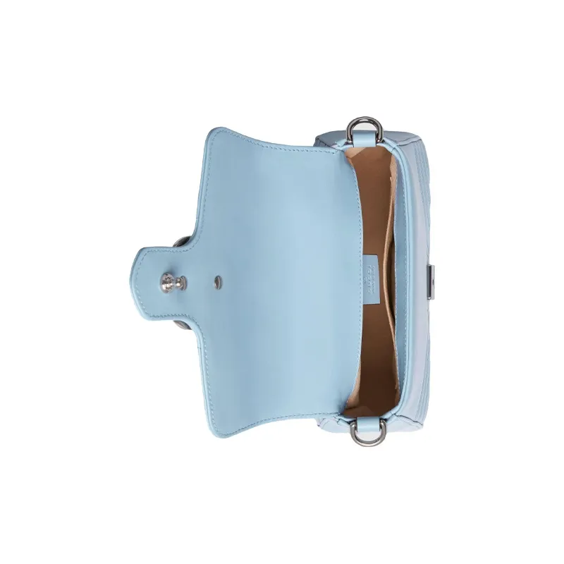 GUCCI Marmont Quilting Leather Messenger Bag Shoulder Bag Crossbody Bag Handbag Mini Women's Light Blue-2