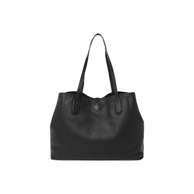 LONGCHAMP Roseau Pebbled Cow Leather Tote Bag Shopping Bag Shoulder Bags Large Size Women's Black-3