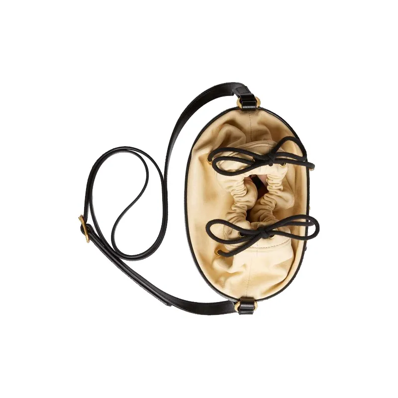 GUCCI Horsebit 1955 Leather Bucket Bags Shoulder Bag Crossbody Bag Women's Black/Beige-4