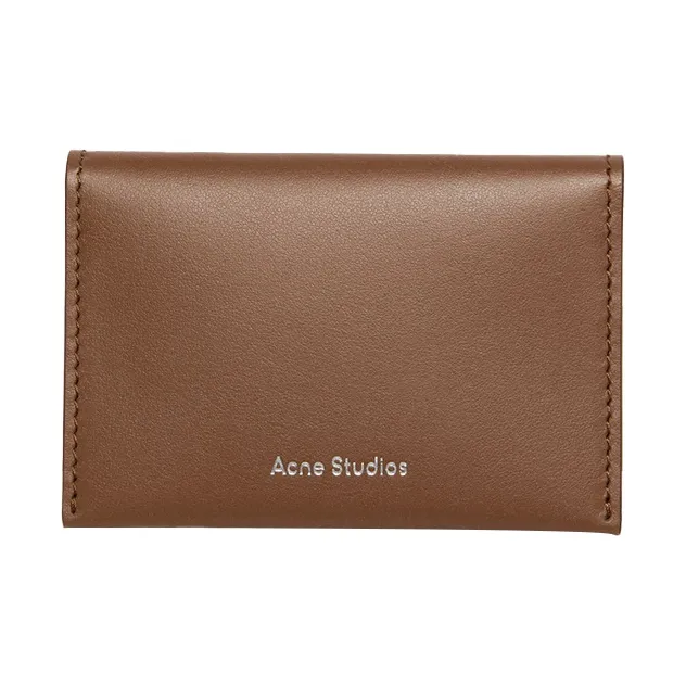 Acne Studios Leather Card Holder, Wallet Unisex Brown-0