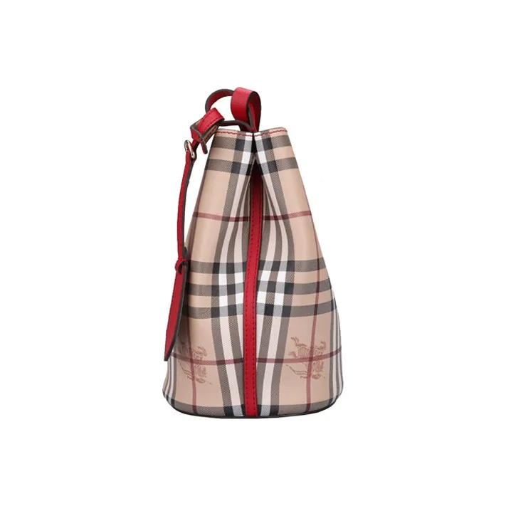 Burberry Cow Leather Bucket Bag, Shoulder Bag, Crossbody Bag Regular Women's Red-4