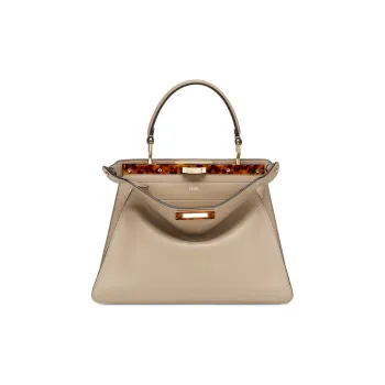 FENDI Peekaboo ISeeU Calfskin Shoulder Bag, Crossbody Bag, Handbag Medium Size Women's Gray