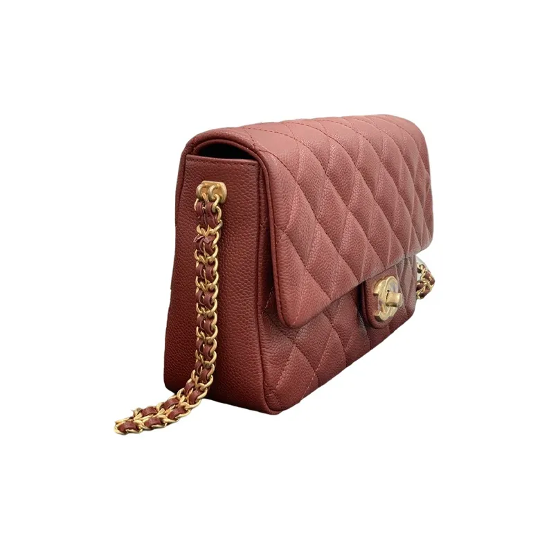 CHANEL Classic Flap CF Calfskin Gold Coin Bag, Shoulder Bag, Crossbody Bag Women's Red-3