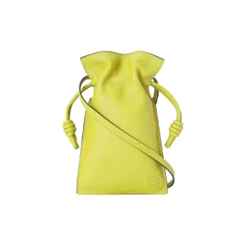 LOEWE Nappa Cow Leather Clutch, Shoulder Bag, Crossbody Bag Women's Lemon Yellow
