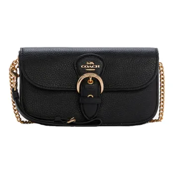 COACH Kleo Pebbled Leather Shoulder Bag, Crossbody Bag Trumpets Women's Black