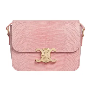 CELINE Triomphe Shiny Cow Leather Crossbody Handbag Shoulder Bag Women's Light Pink