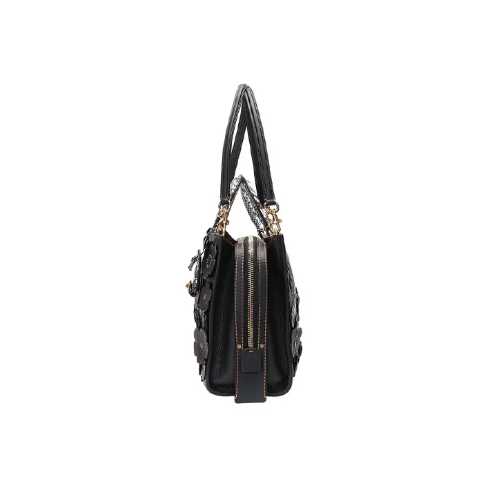 COACH Rogue Leather Shoulder Bag Crossbody Bag Handbag Large Size Women's Black-1