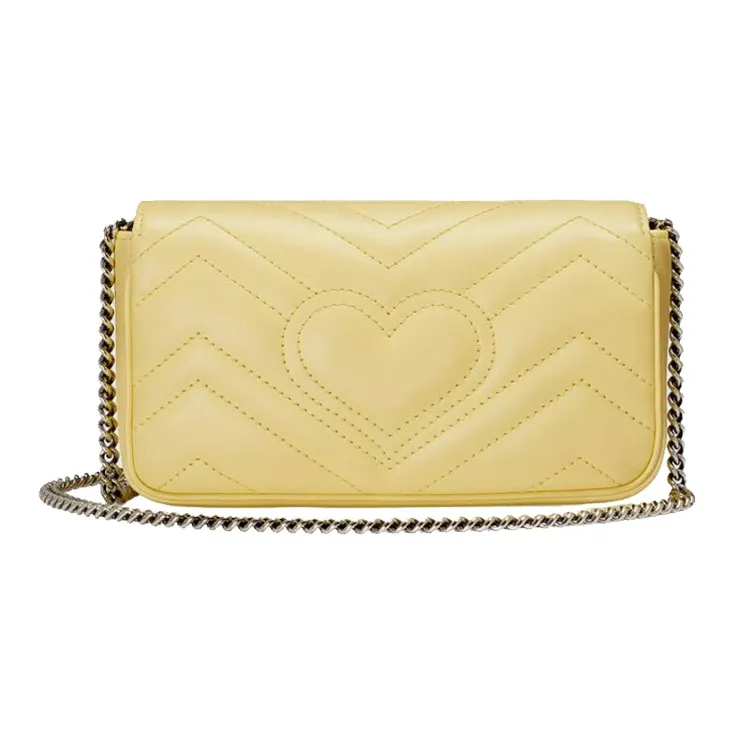 GUCCI GG Marmont Quilted Leather Crossbody Bag, Shoulder Bag Women's Yellow-1