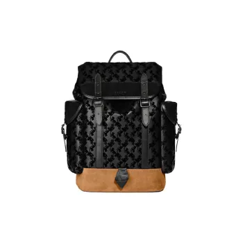 COACH Hitch Leather Patchwork With Suede Backpack Large Size Men's Black