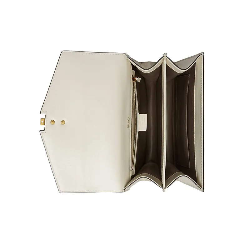 GUCCI Sylvie 1969 Leather Shoulder Bag Crossbody Bag Handbags Small Size Women's White-4