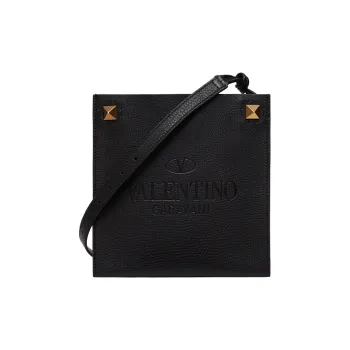 Valentino Calfskin Crossbody Bag Shoulder Bag Small Size Men's Black