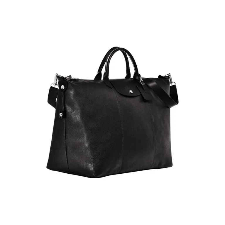 LONGCHAMP Le Foulonné Cow Leather Travel Bag Unisex Black-1