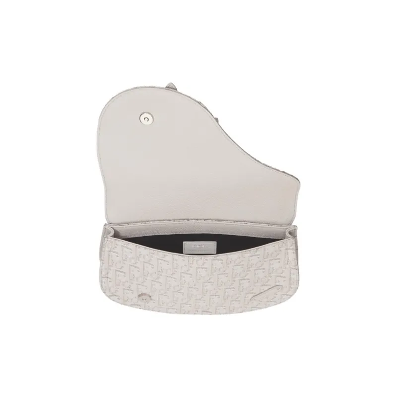 DIOR Saddle Nylon Fabric Saddle Bag, Sling Bag, Fanny Pack, Shoulder Bag, Crossbody Bag Small Size Unisex Beige-2