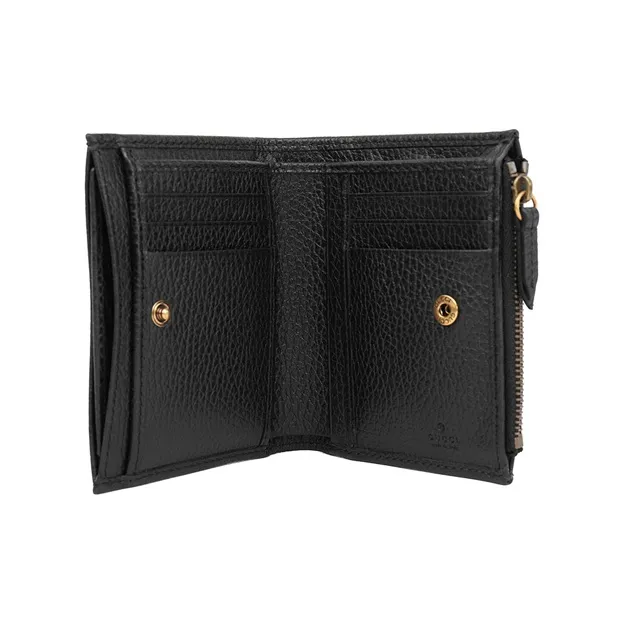 GUCCI Cowhide Leather Wallet Women's Black-4