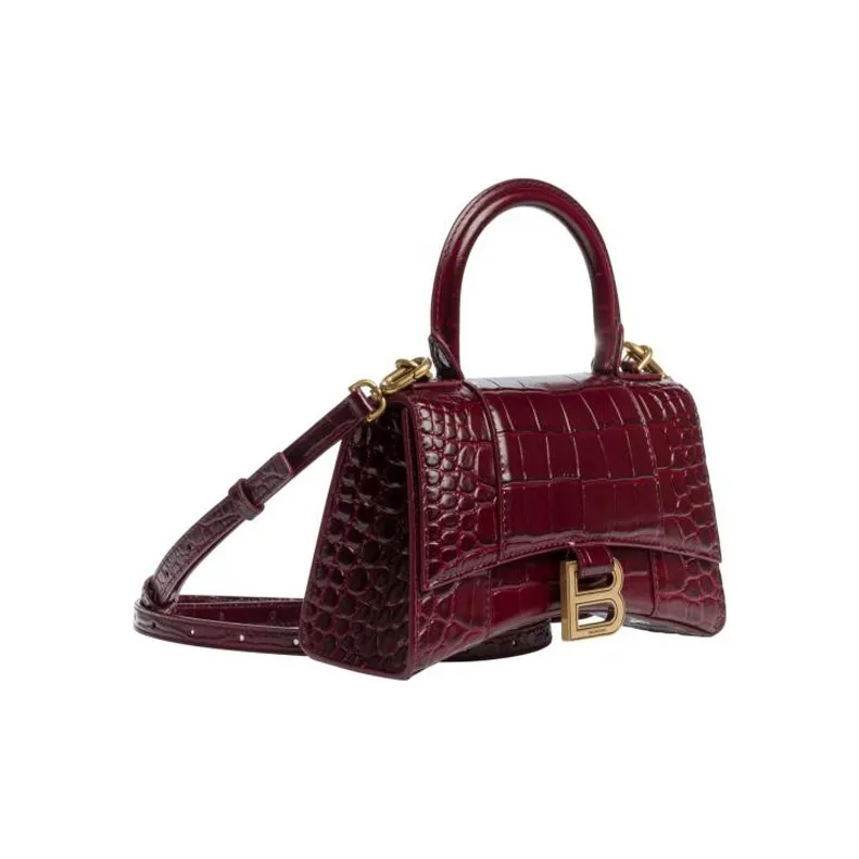 Balenciaga Hourglass Fabric Hourglass Bag, Handbag, Shoulder Bag, Crossbody Bag Small Size Women's Burgundy-2