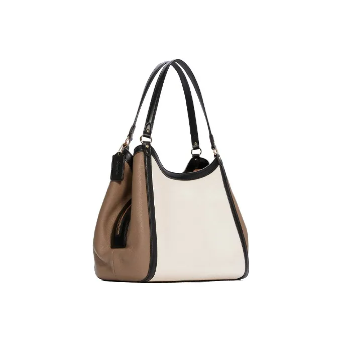 COACH Kristy Leather Bucket Bags Shoulder Bag Crossbody Bag Handbag Large Size Women's Khaki & White-1