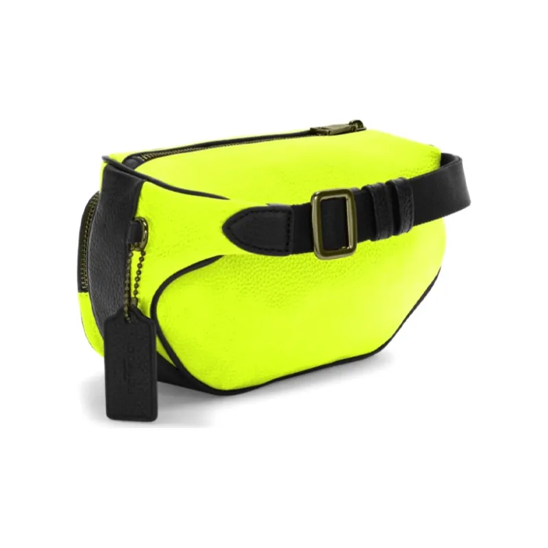 COACH Court Pebbled Leather Fanny Pack Trumpets Unisex Neon Yellow-1
