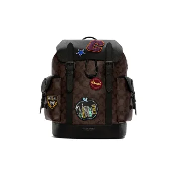 COACH Hudson Canvas Leather Backpack Tubas Men's Dark Brown Monogram Color