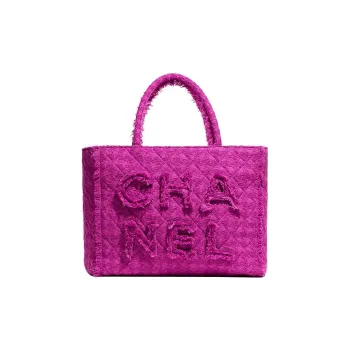 CHANEL Soft Woolen Tote Bag, Shopping Bag, Handbag Tubas Women's Fuchsia