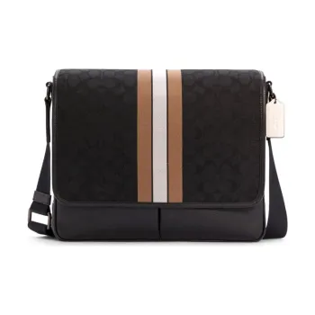 COACH Thompson Leather Crossbody Bag, Map Bag, Shoulder Bag Unisex Black