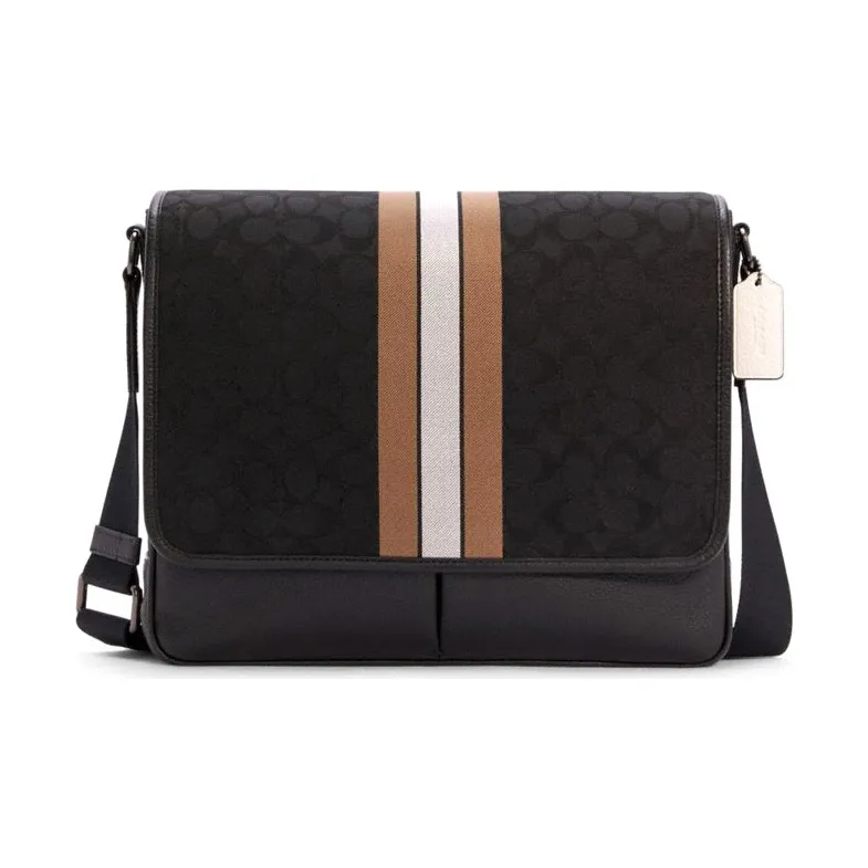 COACH Thompson Leather Crossbody Bag, Map Bag, Shoulder Bag Unisex Black-0