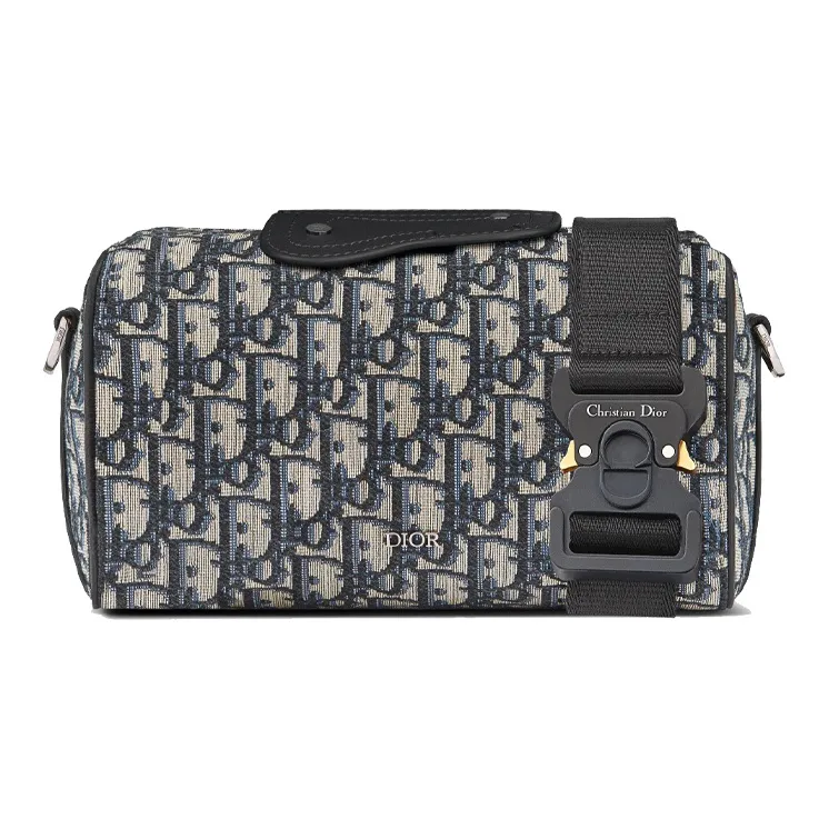 DIOR Lingot Grained Cow Leather Detail Cylinder Bag Handbag Shoulder Bag Crossbody Bag Regular Men's Beige/Black-0