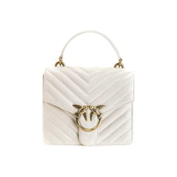 PINKO Sheepskin With Cow Leather Swallow Bag, Shoulder Bag, Crossbody Bag, Handbag Mini Women's White