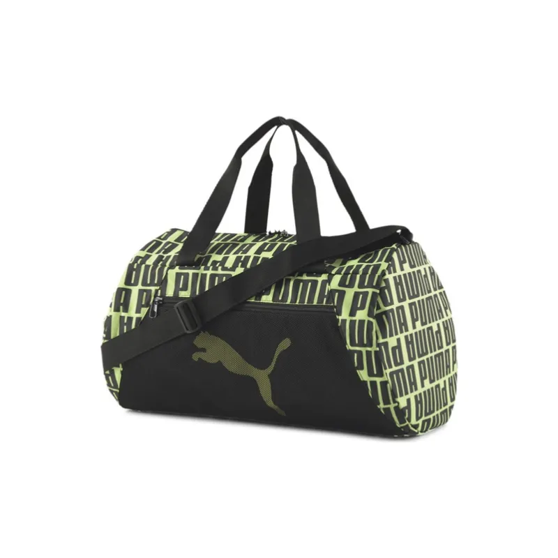 PUMA Nylon Fabric Gym Bag Handbag Regular Unisex Black/Neon Green-0