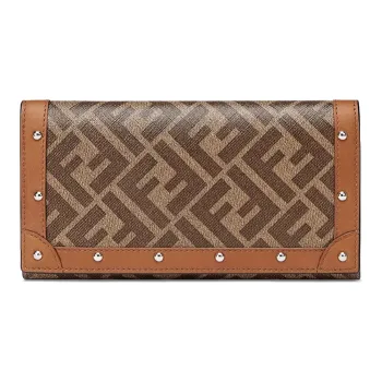 FENDI Coated Canvas With Leather Wallet Men's Brown