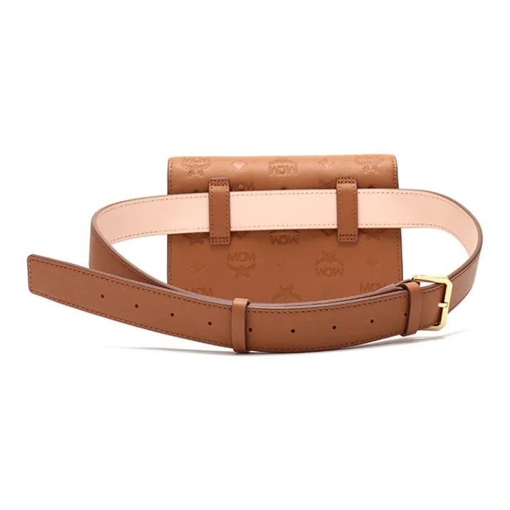 MCM Patricia Visetos Artificial Leather Shoulder Bag, Crossbody Bag Mini Women's Brown Cognac-3