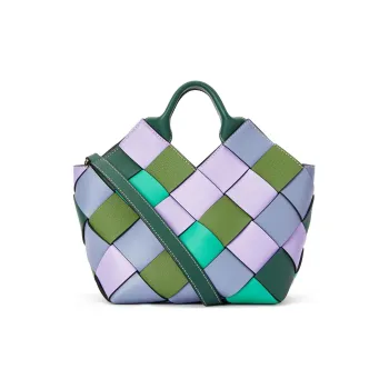 LOEWE Surplus Classic Calfskin Basket Bag, Shoulder Bag, Crossbody Bag, Handbag Trumpets Women's Fuchsia/Green