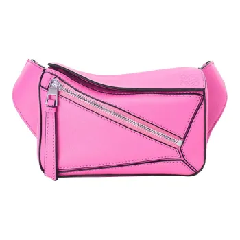 LOEWE Puzzle Bum Bag In Classic Calfskin Mini Neon Pink