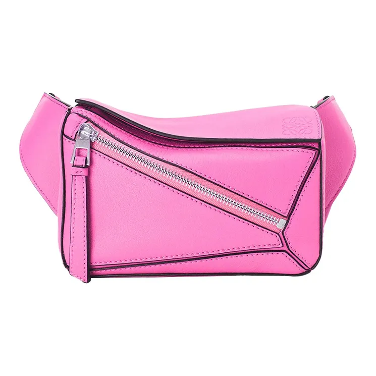 LOEWE Puzzle Bum Bag In Classic Calfskin Mini Neon Pink-0
