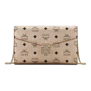 MCM Millie Visetos Artificial Leather Shoulder Bag, Crossbody Bag Regular Women's Berlin Gold