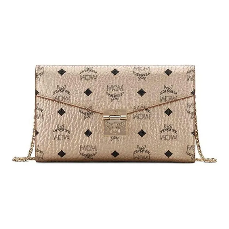 MCM Millie Visetos Artificial Leather Shoulder Bag, Crossbody Bag Regular Women's Berlin Gold-0