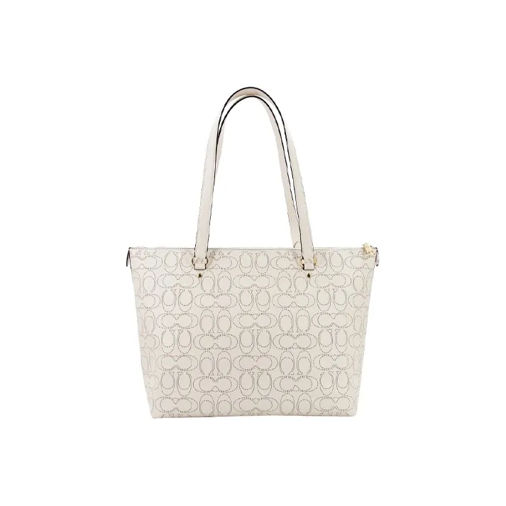 COACH Gallery Leather Tote Bag Shopping Bag Crossbody One Shoulder Handbags Large Size Women's White-3