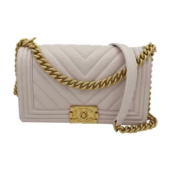 CHANEL Cow Leather Flap Bag, Chain Bag, Crossbody Bag, Shoulder Bag Women's Light Pink