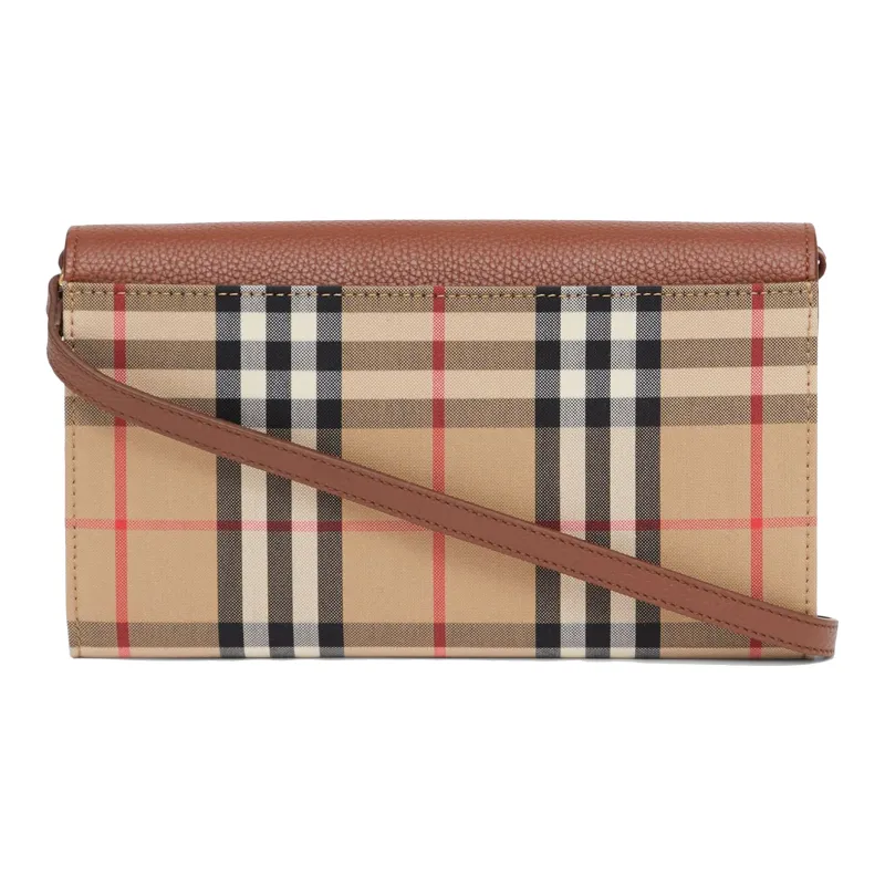 Burberry Vintage Fabric With Leather Crossbody Bag, Shoulder Bag Women's Burgundy & Tan-1