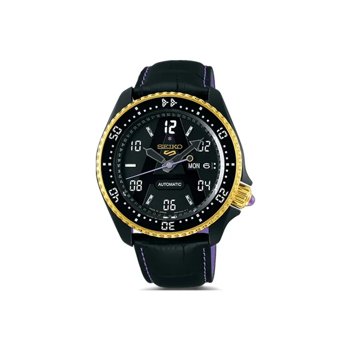 SEIKO Mechanical Movement Leather Strap Watch Unisex Black Dial-0