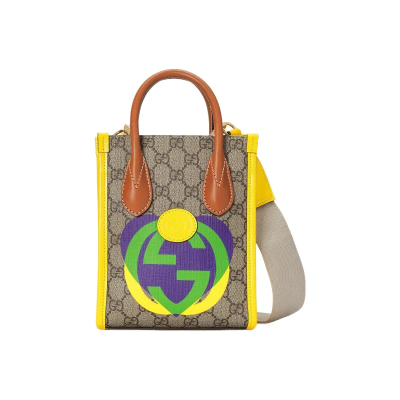 GUCCI Canvas Patchwork Leather Tote Bag Shopping Bag Shoulder Bag Crossbody Bag Handbag Mini Men's Multicolor-0