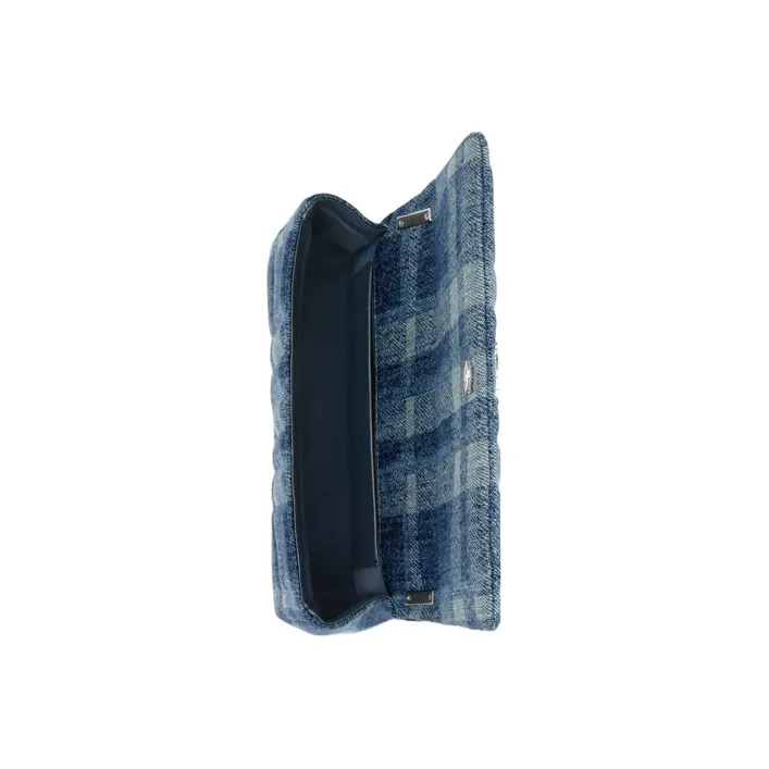 Burberry Lola Bag Quilted Denim Cotton Linen Blend Plaid Crossbody Bags Shoulder Bags Women's Blue-2