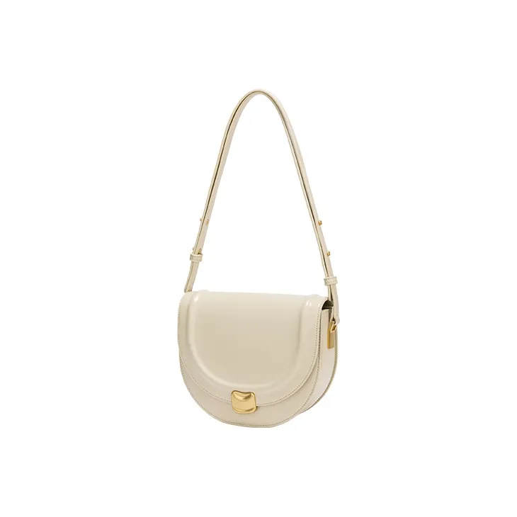 JONBAG Synthetic Leather Underarm Saddle Bag, One Shoulder Bag, Crossbody Bag Trumpets Women's White-2