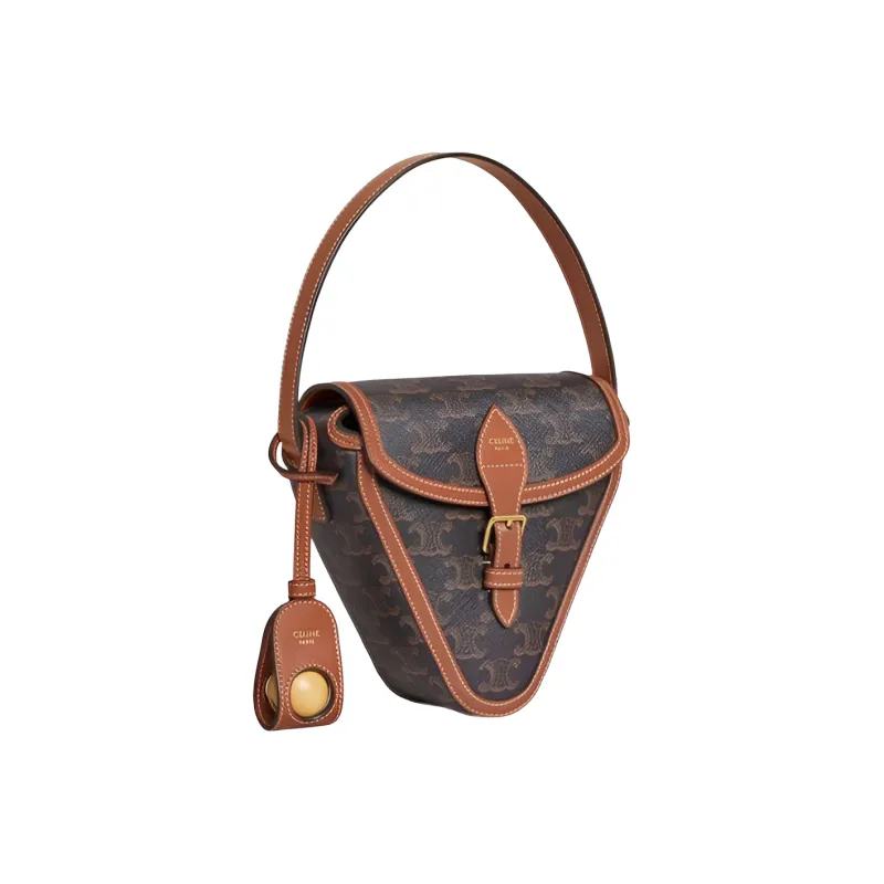 CELINE Canvas Triangle Bag Handbag Regular Unisex Tawny, Blue-1