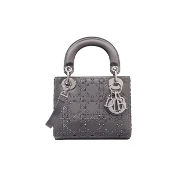 DIOR Lady Dior Satin Lady Dior Bag, Shoulder Bag, Crossbody Bag, Handbag Mini Women's Gray