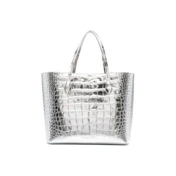 GIVENCHY Leather Tote Bag Shopping Bag Handbag Shoulder Bag Women's Silver